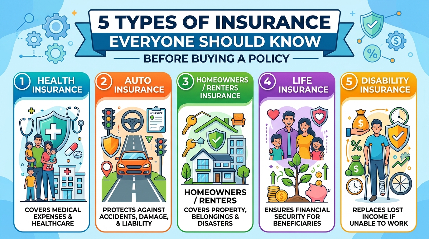 5 Types of Insurance Everyone Should Know Before Buying a Policy
